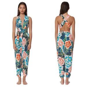 Mara Hoffman Arcadia Wrap Jumpsuit Floral Blue Womens Size S